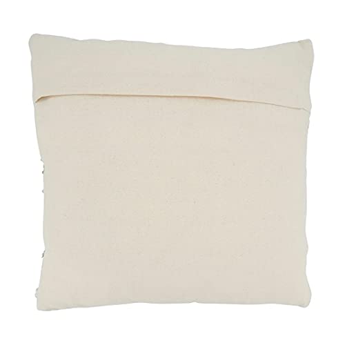 Fennco Styles Multi Texture Chindi Cotton Jute Decorative Throw Pillow 18" W x 18" L - Natural Square Cushion for Home, Couch, Living Room, Bedroom, Office and Holiday Décor