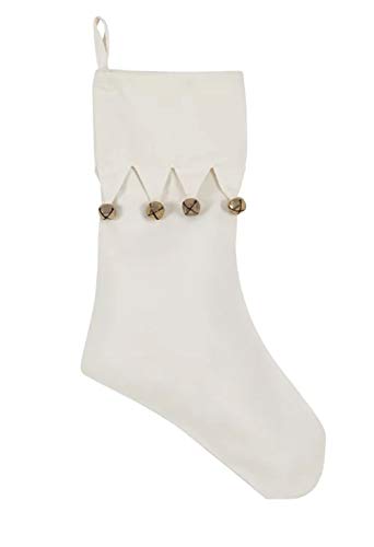 Fennco Styles Holiday Collection Jingle Design White Cotton Christmas Stocking 13" W x 19" L
