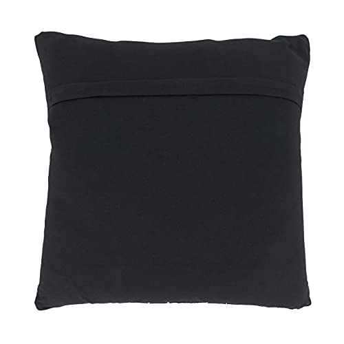 Fennco Styles Stitched Patchwork Cotton Decorative Throw Pillow 18" W x 18" L - Black Square Cushion for Home, Couch, Office, Bedroom and Living Room Décor