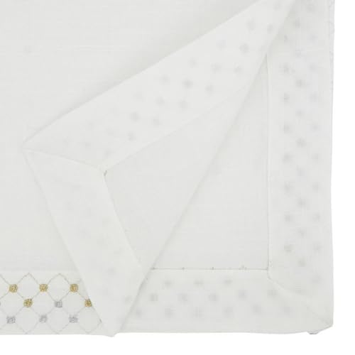 Fennco Styles Shimmering Weave Metallic Lattice Table Runner 16" W X 72" L - White Elegant Table Cover for Home Décor, Holidays, Weddings, Banquets and Special Events