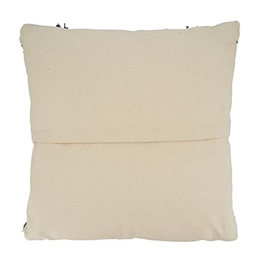 Fennco Styles Diamond Fringe Woven Cotton Decorative Throw Pillow 20" W x 20" L - Grey Textured Cushion for Home, Couch, Living Room, Bedroom, Office and Holiday Décor