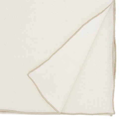 Fennco Styles Stonewashed Stitch Border Table Runner 16" W x 72" L - 100% Linen Solid Color Table Cover for Home, Dining Table Décor, Holidays, Banquets, and Special Occasions