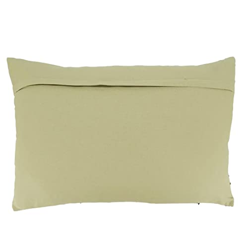 Fennco Styles Dash Line Cotton Decorative Filled Throw Pillow 16" W x 24" L - Ivory Woven Cushion for Home, Couch, Living Room, Bedroom, Office and Holiday Décor