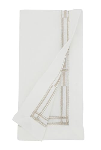 Fennco Styles Gold Embroidered Border Tablecloth 65" W x 90" L - Metallic Design Table Cover for Home Décor, Everyday Use, Christmas, Banquets and Special Events
