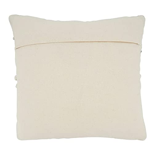 Fennco Styles Diamond Fringe Chindi Cotton Decorative Throw Pillow 18" W x 18" L - Blue Square Cushion for Home, Couch, Living Room, Bedroom, Office and Holiday Décor