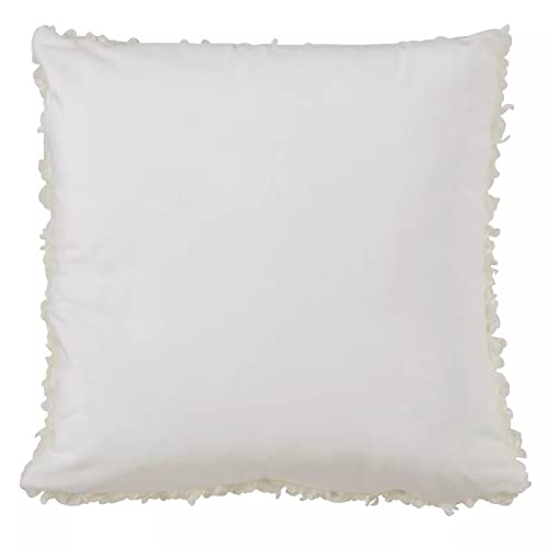 Fennco Styles Cozy Faux Lamb Fur Decorative Throw Pillow 18" W x 18" L – Ivory Cushion for Couch, Bedroom, Living Room and Office Décor