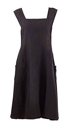 Fennco Styles Solid Criss Cross Back Apron Pure 100% Linen Cooking Kitchen Apron