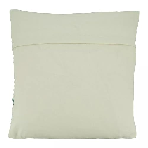 Fennco Styles Aqua Striped Deisgn Decorative Throw Pillow 20" W x 20" L - Neutral Cotton Blend Woven Textured Cushion for Home, Couch, Bedroom, Living Room and Office Décor