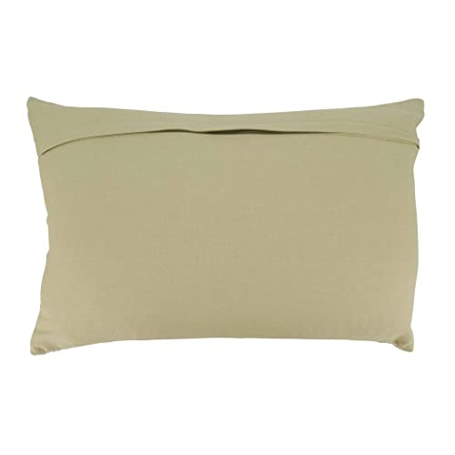 Fennco Styles Stitched Checkered Cotton Decorative Throw Pillow 20" W x 20" L - Natural Woven Square Cushion for Home, Couch, Living Room, Bedroom, Office and Holiday Décor