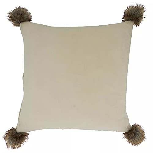 Fennco Styles Classic Cable Knitted Pom Pom Decorative Throw Pillow 18" W x 18" L – Grey Textured Cushion for Home, Couch, Sofa, Bedroom, Office Décor and Special Occasion