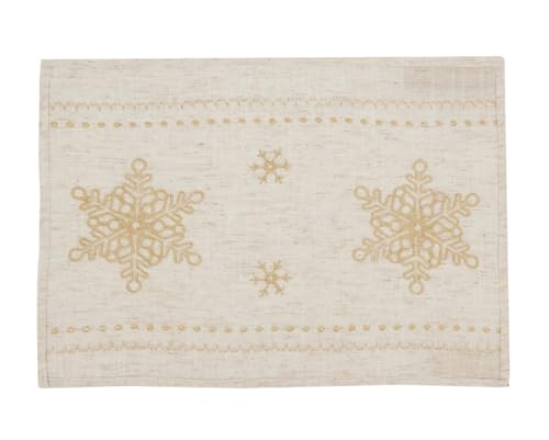 Fennco Styles Metallic Gold Embroidered Snowflake Christmas Table Runner 16" W x 72" L