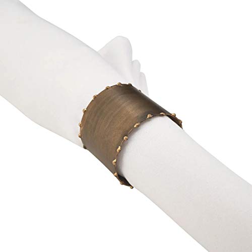 Fennco Styles Modern Dot Rim Iron Napkin Rings, Set of 4 - Metal Decorative Napkin Holders for Home, Dining Room, Banquet, Family Gathering, Holiday and Special Occasion