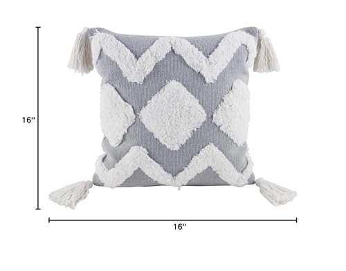 Fennco Styles Woven Applique Indoor Throw Pillow - Square 17 x 17 Inch Decorative Throw Pillow - Cozy Accent Pillow for Couch, Bedroom and Living Room Décor