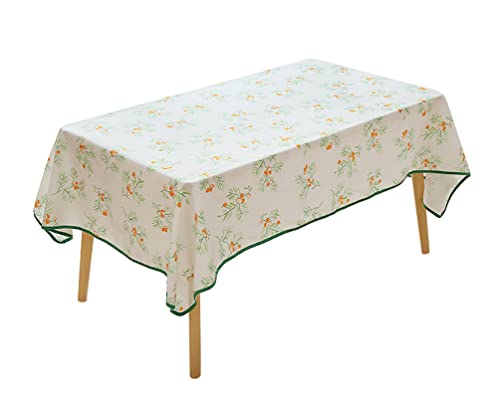 Fennco Styles Garden Floral Print Tablecloth 55" W x 55" L - Yellow Flowers Wrinkle-Free Washable Table Cover for Everyday Use, Banquets, Holidays, Indoor Outdoor Events and Special Occasions
