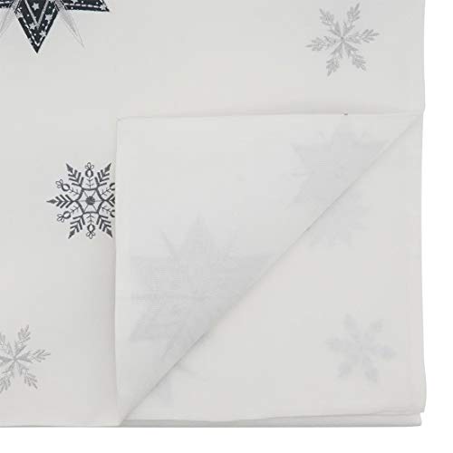 Fennco Styles Holiday Embroidered Snowflake Table Runner 16" W x 70" L - White Festive Table Cover for Home Décor, Banquet, Family Gathering, Christmas and Special Occasion
