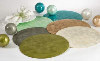 Fennco Styles Capiz Design 15-inch Round Placemat - 1-Piece (Lime)