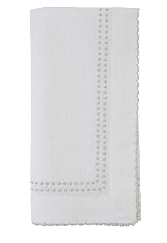Fennco Styles Embroidered Metallic Border Cotton Cloth Napkins 18" W x 18" L, Set of 4