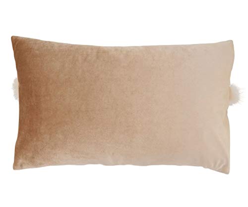 Fennco Styles Velvet with Faux Fur Design Decorative Throw Pillow - White Cushion Case for Couch, Home Décor, Bedroom Décor and Christmas, Housewarming Gift