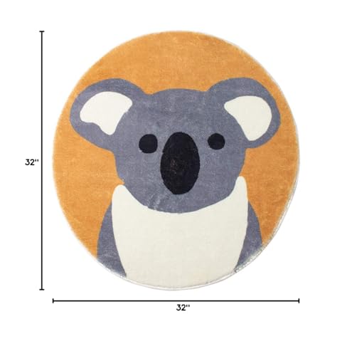 Fennco Styles Kids Cartoon White Panda Shag Area Rug 32" Round - Animal Design Soft Non-Slip Fleece Play Mat for Boys Girls Bedroom Décor, Kids Playroom, Living Room, Nursery Décor