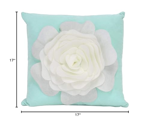 Fennco Styles Large Felt 3D Rose Decorative Throw Pillow 17 x 17 Inch - Flower Pillow for Couch, Home Décor, Bedroom Décor and Holiday, Housewarming Gift