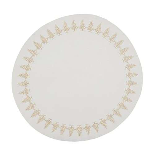 Fennco Styles Christmas Collection Embroidered Design Placemats 14" Round, Set of 4 - Festive Table Mats for Christmas, Winter Holidays, Home Décor, Banquet, Family Gathering, Special Occasion