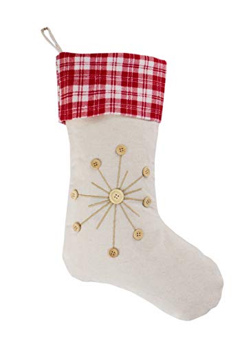 Fennco Styles Holiday Christmas Patterned Linen Hanging Stocking