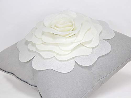 Fennco Styles Large Felt 3D Rose Decorative Throw Pillow 17 x 17 Inch - Flower Pillow for Couch, Home Décor, Bedroom Décor and Holiday, Housewarming Gift