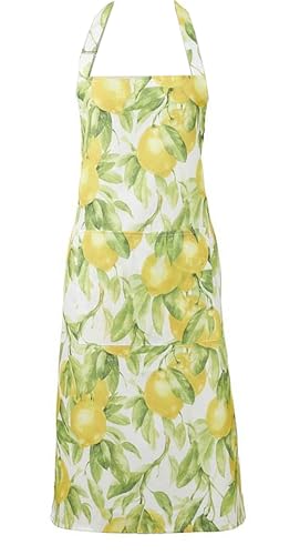 Fennco Styles Printed Lemon Kitchen Home Apron 24" W X 36" L - Multicolored Full Size Cooking Apron for Everyday Use, BBQ Parties, Holidays and Family Gatherings
