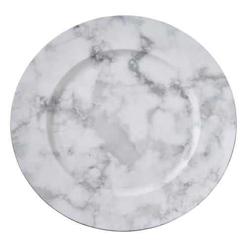 Fennco Styles Grey Marble Pattern Decorative Charger Plates 14" Round, Set of 4