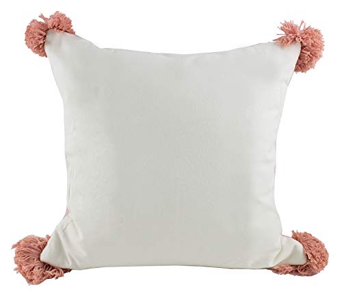 Fennco Styles Woven Applique Indoor Throw Pillow - Square 17 x 17 Inch Decorative Throw Pillow - Cozy Accent Pillow for Couch, Bedroom and Living Room Décor