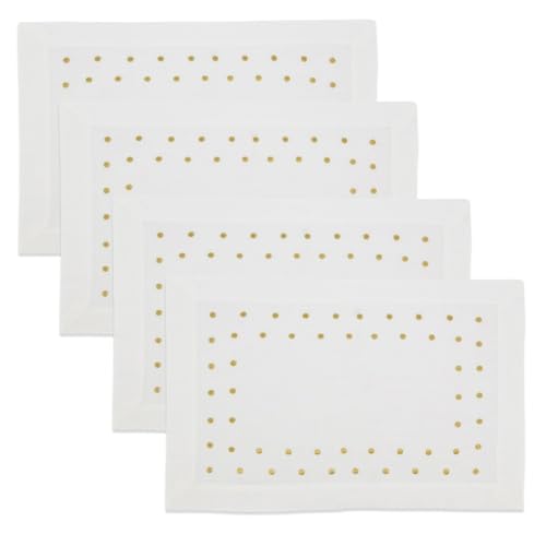 Fennco Styles Classic Embroidered Polka Dot Table Runner 16" W x 72" L - Gold Table Cover for Home Décor, Everyday Use, Christmas, Banquets and Special Events