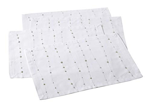 Fennco Styles Modern Silver Embroidery 100% Cotton Tablecloth - White Table Cover for Everyday Use, Dining Room Décor, Wedding, Special Events and Holiday