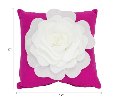Fennco Styles Large Felt 3D Rose Decorative Throw Pillow 17 x 17 Inch - Flower Pillow for Couch, Home Décor, Bedroom Décor and Holiday, Housewarming Gift