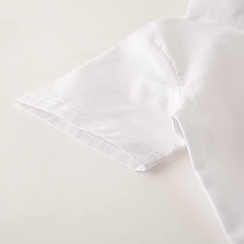 stylesilove Toddler Boys Band Collar Short Sleeve White Cotton Button Down Shirt for Casual, Formal Event, Special Occasions