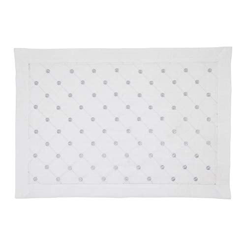 Fennco Styles Silver Embroidered Diamond Design Table Linen Collection – White Table Cover for Home Décor, Dining Table, Banquets, Holidays and Special Occasions