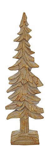 Fennco Styles Gold Resin Wood-Look Christmas Tree Figurine - Decorative Tabletop Small Tree for Christmas, Holiday, Home, Desk, Mantel and Office Décor