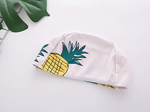 Styles I Love Little Boys Pineapple Print One-Piece Rash Guard Swimsuit with Swim Hat 2pcs White Bathing Suit Beach Swimwear