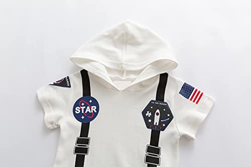 stylesilove Baby Toddler Boys Astronaut Cotton Hooded Romper Spaceman Jumpsuit Outfit