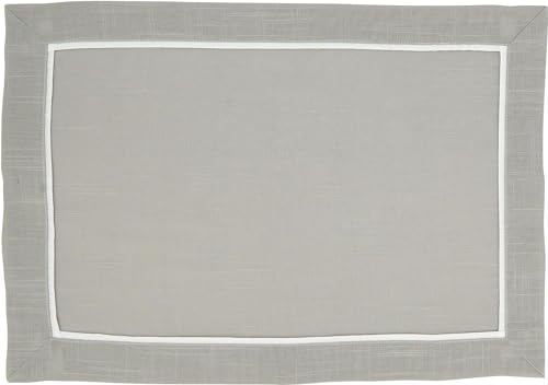 Fennco Styles Pleated Design Navy Blue Placemats 13" W X 19" L, Set of 4 - Classic Border Table Mats for Everyday Use, Dining Room Décor, Family Gatherings and Special Occasions