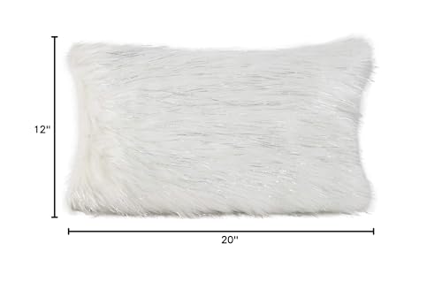 Fennco Styles Holiday Christmas Decorative Exquisite Faux Fur with Silver Metallic Thread Throw Pillow - 2 Colors