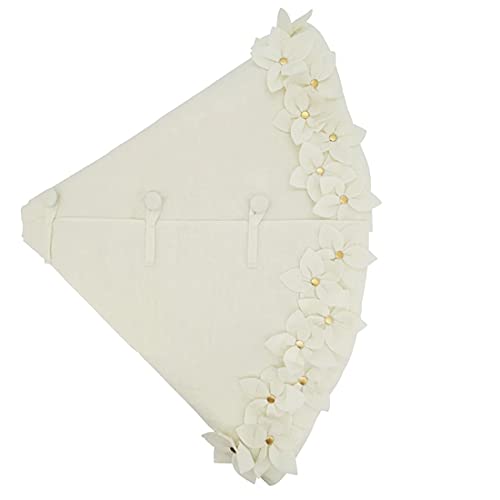 Fennco Styles Handmade Felt Flower Holiday Christmas Tree Skirt 72 Inch Round - White Tree Skirt for Home, Holiday Tree, Indoor and Special Occasion