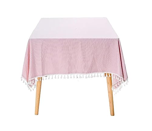 Fennco Styles Modern Houndstooth Design Everyday Tablecloth 40" W X 56" L - Yellow Cotton Blend Tassels Table Cover for Dining Room, Banquets, Holidays, Special Events and Home Décor