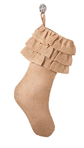 Fennco Styles Ruffled Design Christmas Tree Skirt - Jute Holiday Décor Tree Skirt for Home, Christmas Tree, Winter Festivals, Office, School Décor
