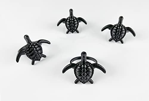 Fennco Styles Nature's Touch Sea Turtle Metal Napkin Rings, Set of 4 – Bronze Sea Creatures Napkin Holders for Family Dinner, Themed Party, Table Décor, Banquets, Holidays and Special Occasion