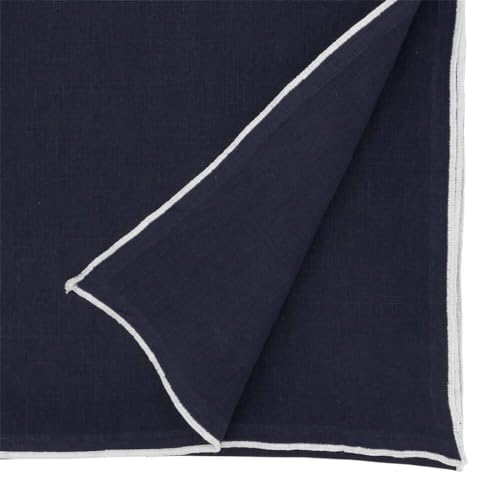 Fennco Styles Stonewashed Stitch Border Table Runner 16" W x 72" L - 100% Linen Solid Color Table Cover for Home, Dining Table Décor, Holidays, Banquets, and Special Occasions