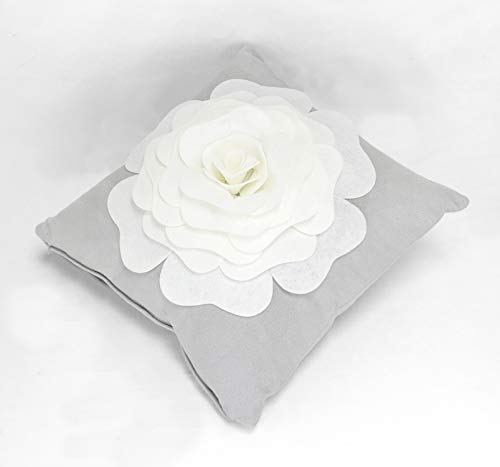 Fennco Styles Large Felt 3D Rose Decorative Throw Pillow 17 x 17 Inch - Flower Pillow for Couch, Home Décor, Bedroom Décor and Holiday, Housewarming Gift
