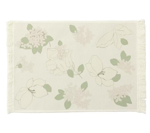 Fennco Styles Wildflowers Printed with Fringe Placemats 14" W x 19" L, Set of 4 - Pink Floral Table Mats for Dining Room, Banquets, Family Gatherings, and Holidays