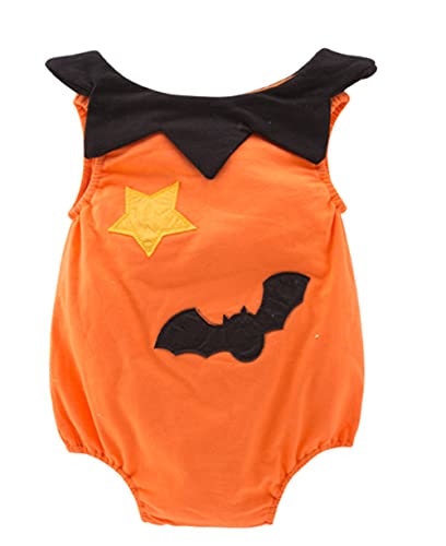 Styles I Love Infant Unisex Baby Boys Girls Fun Pumpkin Face Sleeveless Orange Cotton Romper Halloween Outfit