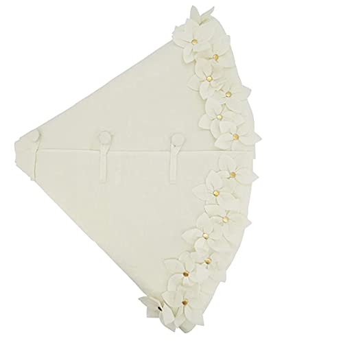 Fennco Styles Handmade Felt Flower Holiday Christmas Tree Skirt 72 Inch Round - White Tree Skirt for Home, Holiday Tree, Indoor and Special Occasion