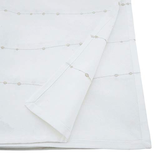 Fennco Styles Modern Silver Embroidery 100% Cotton Tablecloth - White Table Cover for Everyday Use, Dining Room Décor, Wedding, Special Events and Holiday